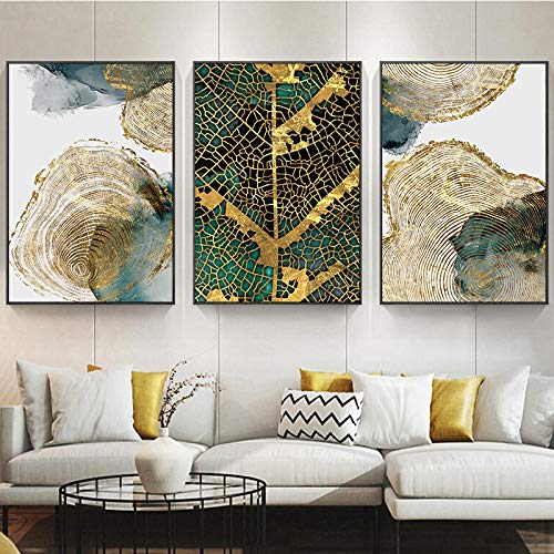 Print Wall Art Modern Leaf and Trunk Texture Abstract Canvas Painting Poster and Picture for Living Room Home Wall Decor 70x90cm(28x35in)x3 Frameless von Yuefa Art