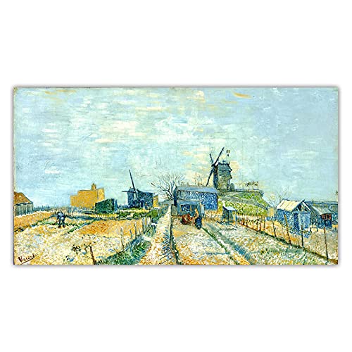 Van Gogh《Montmartre Windmühlen und Kleingärten》Leinwand Malerei Kunstwerk Ästhetisches Bild Wandbehang Dekor Wohnkultur 40x80cm (16x32in) Rahmenlos von Yuefa Art