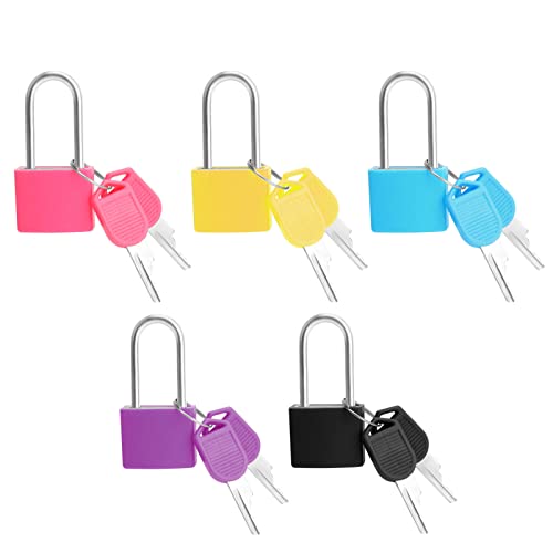 5 Stück Kofferschloss mit Schlüssel Bunt Vorhängeschloss mit Schlüssel Geeignet für Reisen Schule Fitnessraum Schließfach Koffer 5 Farben von Yuehuabao