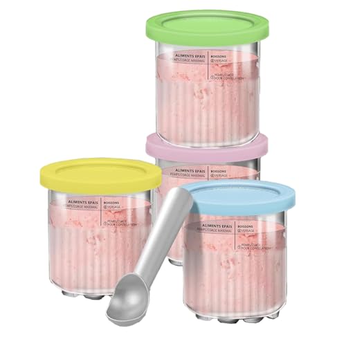 4 Pack Eiscreme Pint Containers Ersatz für Creami NC500 NC501 Serie Deluxe Eiscreme Makers Pints und Deckel BPA- frei& spülmaschinenfest auslaufsicher von Yuehuamech