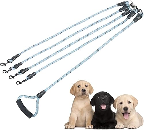 4 in 1 Hundeleinen, abnehmbare Nylon- Traktionsleine 1/2/ 3/4 Weg Anti- Pull Lange Leine Hundeleinen mit weichem gepolsterten Griff für EIN, Zwei, DREI, Vier Hunde Haustier Wandern Wandern von Yuehuamech