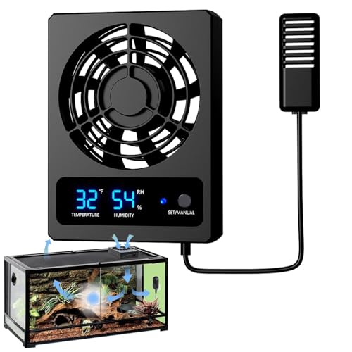 Belüftungsventilator für Reptiliengehege Geschwindigkeit Einstellbarer Feuchtigkeitsventilator Kühlungsventilator Gehege Feuchtigkeitsregelung Luftentfeuchter für Regenwald Terrarium Vivarium von Yuehuamech