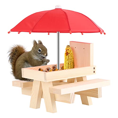 Eichhörnchen- Futtertisch mit Regenschirm, Lustiger Eichhörnchen- Tisch mit haltbarem Maiskolben- Halter Wildfutter- Aufbewahrungsbox im Freien Garten Ornamente für Chipmunk Wildlife Bird Feeder Eichhörnchen- Futtertisch mit Regenschirm, Lustiger Eichhörnchen- Tisch mit haltbarem Maiskolben- Halter Wildfutter- Aufbewahrungsbox im Freien Garten Ornamente für Chipmunk Wildlife Bird Feeder von Yuehuamech