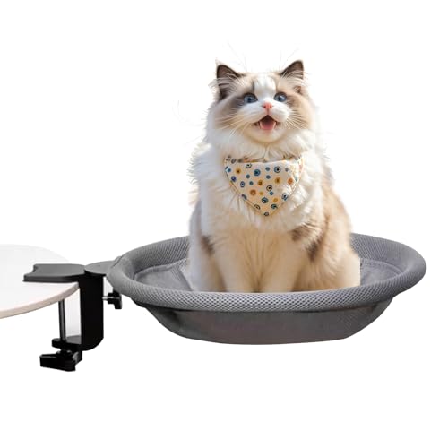 Katzen-Schreibtischbett-Hängematte, 360° drehbar, Schreibtischhalterung, Katzenhängematte mit abnehmbarem Bezug, bequemes Kätzchenbett, rundes Nest, Haustier-Ruheplatz, unterstützt bis zu 20 kg, für von Yuehuamech