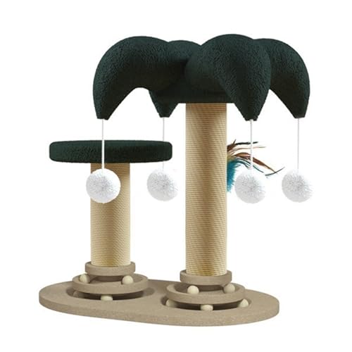 Katzenkratzbaum Natursisalseil Katzenkratzbaum mit hängenden Bällen Kugelbahn Interaktives Federspielzeug Stabiler Kratzbaum für Indoor Katzen Kätzchen Klettern von Yuehuamech