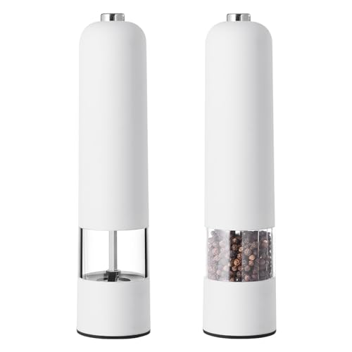 Yuehuamech 2pcs Schwerkraft Elektrische Pfeffermühle Batteriebetriebene automatische Mühle Mühle Salzmühle Einstellbare Grobheit Mühle Grinder Nachfüllbare Salz Pfefferkorn Shaker von Yuehuamech