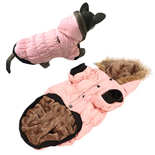 Yuehuamech Daunenjacke mit Kapuze für Haustiere, Hundemantel, Winter, warme Jacke, Weste, Schneeanzug, doppellagig, Hundebekleidung, Outfit, Haustierbekleidung für große Hunde im Freien(2XL-rosa) von Yuehuamech