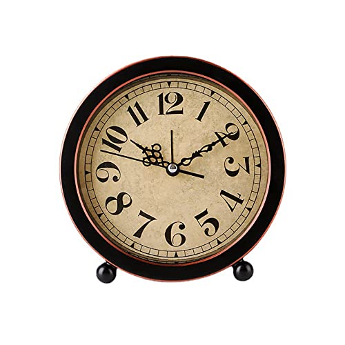 Yuehuamech Klassischer Retro-Wecker Tischuhr ohne Zeiger Vintage Europäischer Stil Tischwecker Batteriebetriebenes Quarzwerk Uhr für Nachttisch Schlafzimmer Reisen von Yuehuamech