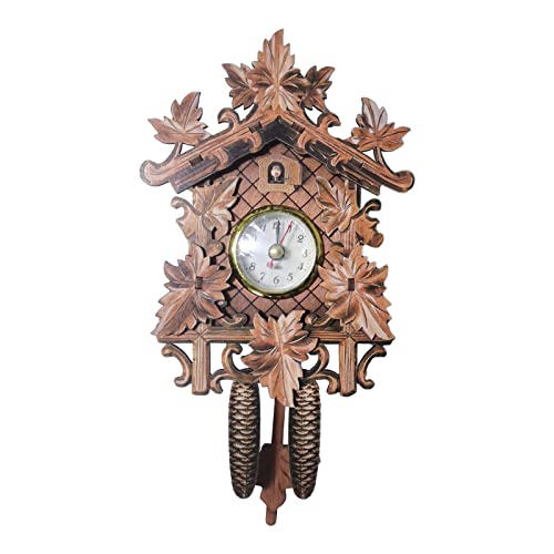 Yuehuamech Kuckucksuhr Retro Holz Wanduhr Geschnitzte Quarzuhr Traditionelle Wald Chalet Uhr Zeitmessung Wecker für Wohnzimmer Büro Schlafzimmer Hotel Klassenzimmer Dekor von Yuehuamech