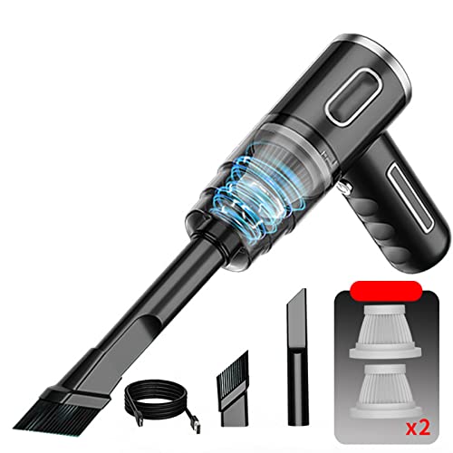 Yuehuamech Mini- Handstaubsauger Schnurloser 120W Hochleistungs- Handstaubsauger mit 2 Aufsätzen 2 Filtern Wiederaufladbarer Mini- Autostaubsauger für Küche Auto Büro Tastatur Tierhaare von Yuehuamech