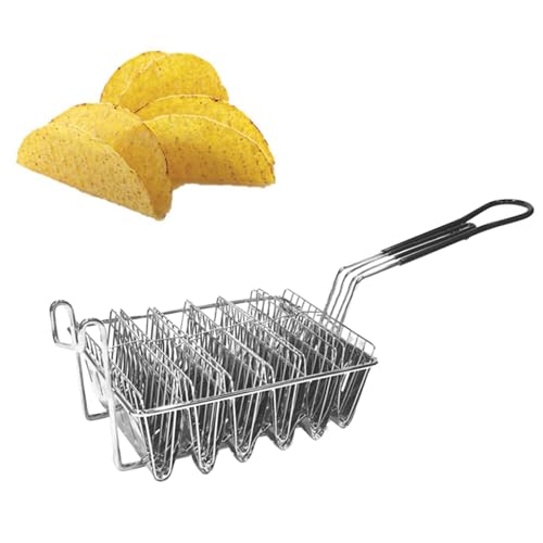 Yuehuamech Taco Fritteuse Basket 4/6 Muscheln Deep Fryer Taco Halter Korb Edelstahl Taco Bray Korb mit Griffgriff Taco Shell Fryer für Tortillakruste von Yuehuamech