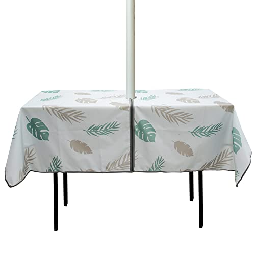 Yuehuamech Tischdecke im Freien mit Regenschirme Loch Wasserdichtes Verschüttungstuch mit Reißverschluss Rechteckig Runde Tischdecke für Gartentisch Camping BBQ von Yuehuamech