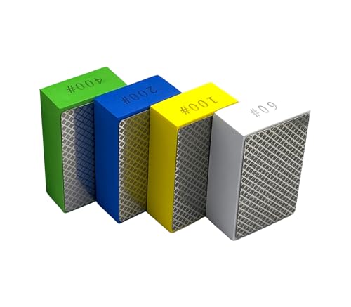Yuejizhe Diamant-Schleifblöcke, Körnung 60#/100#/200#/400#, Diamant-Polierpads zum Schleifen von Marmor, Fliesen, Stein, Keramik, Glas, 4 Stück von Yuejizhe