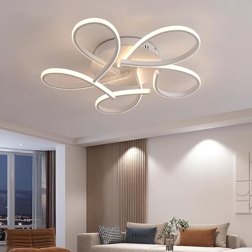 Yuelux LED Deckenleuchte mit Fernbedienung – Dimmbar für Wohnzimmer & Schlafzimmer | 72W (75cm) | Warmweiß bis Tageslicht (3000-6500K) | Energieeffiziente Deckenlampe mit Blumen-Design (Weiß, 75cm) von Yuelux