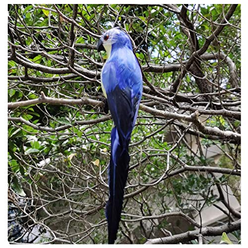 Feder Papagei Künstlicher Vogel, Hängende Papageien Statue Verzierung Im Innenhof Garten Baum Innen Dekoration, Für Patio Garten Rasen Und Naturliebhaber Tropische Vogelsammler (Blau) von Yuemei