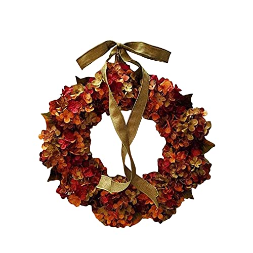 Herbst Dekoration Simulation Hortensie Kranz 30*30cm, Wandbehang Künstliche Blumen Kranz Türkranz Herbstkranz Weihnachtskränze Adventskranz Girlande Für Halloween Thanksgiving Erntedankfest Dekor von Yuemei