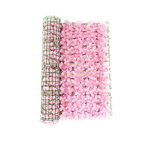Künstliche Rosa Blütenblatt Efeu Garten Sichtschutz, Erweiterung der Gitterzaunrolle mit Efeublättern UV-verblassen Geschützte, Künstliche Hecken Zaun Grüner Wandbalkon Sichtschutz (0.5*1M) von Yuemei