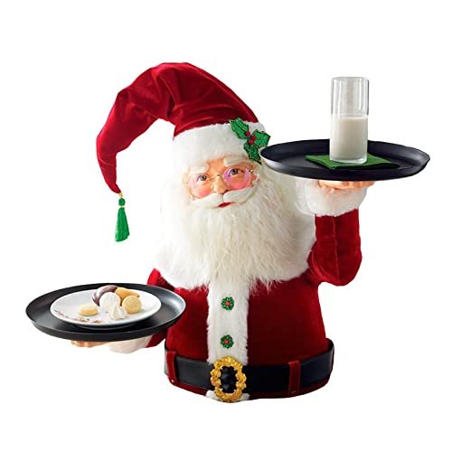 Weihnachten Weihnachtsmann Snackhalter Obstteller, Harz Santa Statue Leckerbissen Halter Ständer Servier Schale Nüsse Snackschale Snackspender Teller Servierschale Für Weihnacht Dekoration (A) von Yuemei