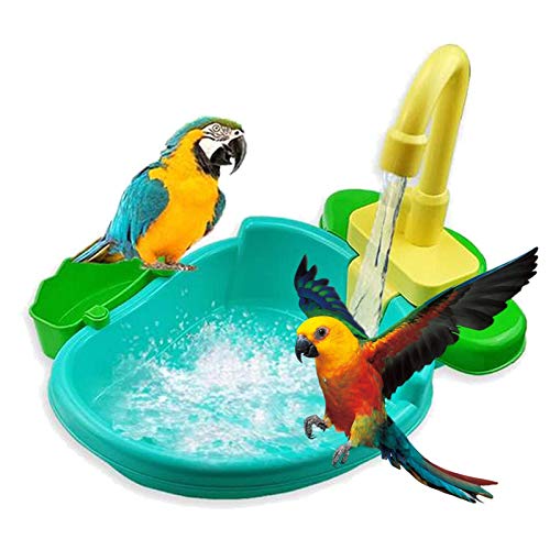Yuemei 1PC Vogel Automatik Badewanne Schwimmbad Spielzeug Wasserspender, Bad Dusche Wasserspender Wandfutterschale Futternapf Vogeltränke Vogelnäpfe für Papagei Wellensittich Sittich von Yuemei