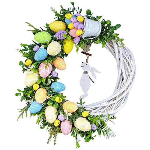 Yuemei 40cm Osterdeko Runde Künstliche Hasen Blätter Kranz Girlande, Blätter Hängende Blätter Girlande Fenster Künstliche Blumenkranz Dekorative Kränze Türkranz St. Tag Party Dekoration (C, 40cm) von Yuemei