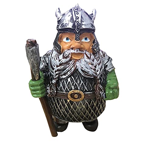 Yuemei Gartendekor Harz Wikinger Victors Norse Zwerge GNOME Statue, Norse Kampfzwerg Skulptur Streitaxt Trompete Zwerge GNOME Gartenzwerge Figuren Für Outdoor Home Yard Dekor von Yuemei