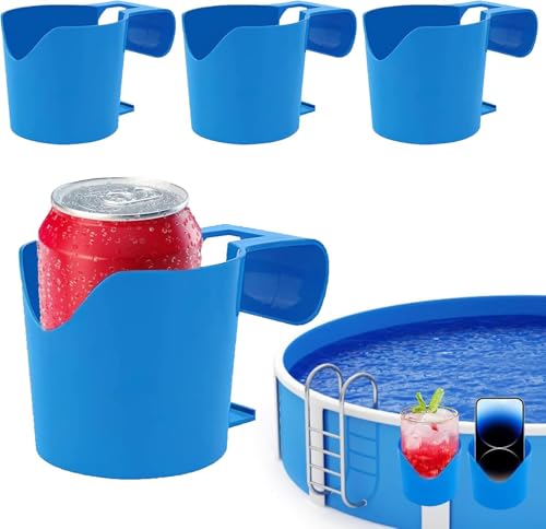 Pool Getränkehalter | 4 Stück Kunststoff Getränkehalter Poolrand | Poolside Cup Holder | Hängende Pool Becherhalter | Poolside Getränkehalters | Poolzubehör Für Pools Aufstellpool Schwimmbecken von Yuemeuy