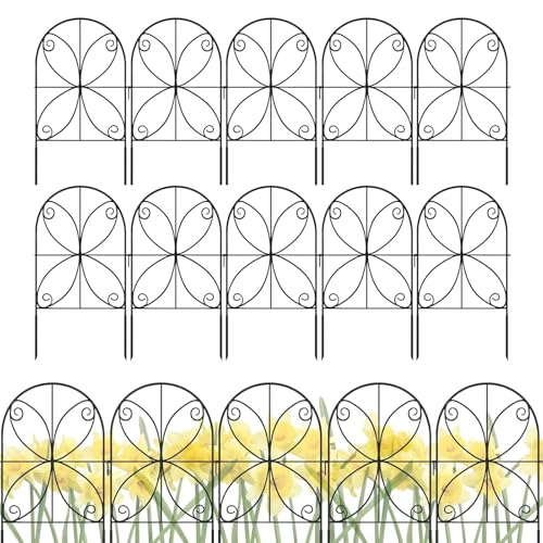 Yuemeuy GartenTierbarriere | 10 Stück Rostfreier Metall-als Beetumrandung - Stabiler Gartenschutz system, Wetterfeste Gartenausstattung Zur Temporären Haustierabsicherung von Yuemeuy
