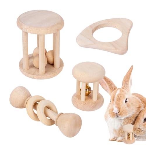 Yuemeuy Kaninchenspielzeug - Holz Kaninchen Kauartikel - Interaktives Spiel Bereicherung Für Garten Außenbereich Käfig Haus Freigehege Einstreu Hamster Chinchillas von Yuemeuy