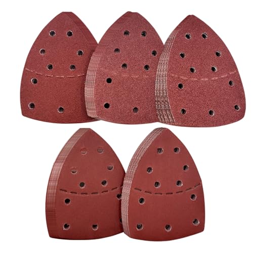 Yuemeuy Schleifpapier Blätter - Schleifpapier Set,Dreieckige Schleifpads Mit 11 Löchern Für Holzverarbeitung Metallpolitur Auto Reparatur Handwerkliche Projekte von Yuemeuy