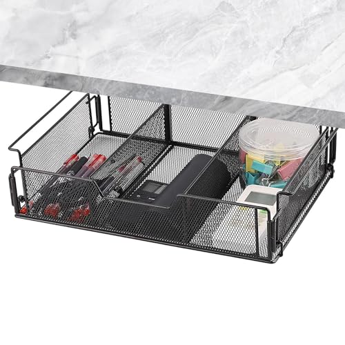 Yuemeuy Schublade Unter Dem Schreibtisch - Untertisch-Tablett-Korb - Metall unterteilter Organizer-Schublade für Schrankzubehör und Stifte im Haushalt für Erwachsene Frauen und Männer Yuemeuy Schublade Unter Dem Schreibtisch - Untertisch-Tablett-Korb - Metall unterteilter Organizer-Schublade für Schrankzubehör und Stifte im Haushalt für Erwachsene Frauen und Männer von Yuemeuy