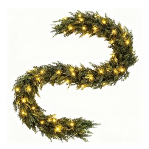 Yuemeuy Zedern Girlande | Zeder Heimdekoration Grün | Realistischer künstlicher Weihnachtsschmuck,Für Innenbereich Und Außenbereich Wohnzimmer Schlafzimmer Fenster Tür Baum Kamin Mantel Treppe von Yuemeuy