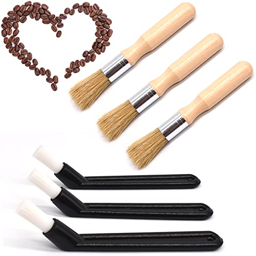 Kaffeemühle Reinigungsbürste,Yueser 6 Stück Reinigungspinsel Kaffee Pinsel Natürliche Borsten Kaffee Reinigungsbürste Barista Pinsel für Bohnen Getreide Kaffee Werkzeug Kaffeemühle Reinigungsbürste von Yueser