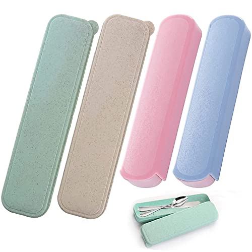 Yueser Reisebesteck Aufbewahrungsbox, 4 PCS Kunststoff Tragbare Essstäbchen Löffel Gabel Besteckkasten für Reisen Camping Picknick von Yueser