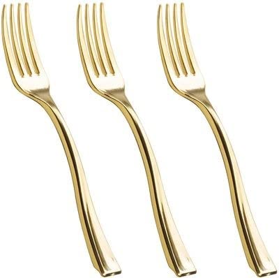 9,8 cm Kunststoffgabel Rotgold Dessertlöffel Metallisiert Mini Gabel Gold Dessert Gabel (Gold Mini Gabel 24 Stück) von Yuexincheng