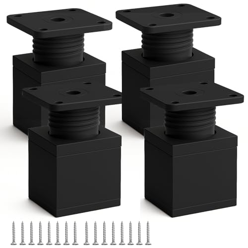 Yuexitech MöBelfüße Verstellbar Schwarz 50mm, 4er-Set SchrankfüSse Höhenverstellbar 0–20 mm, füße für möbel, Beine für Möbel Aus Aluminiumlegierung für SchräNke, Sofas, Schreibtische, Tische & Betten von Yuexitech