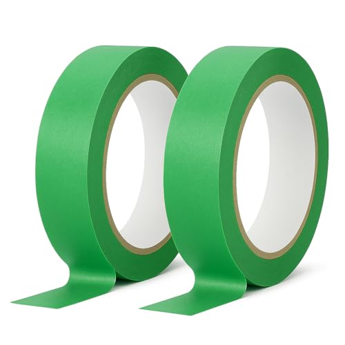 Yuexitech 2 Rollen Kreppband Malerband 20mm x 50m, GrüN Abklebeband Maler, Klebeband Malerarbeiten für Maler- & Autolackierarbeiten, Profi Kreppband RüCkstandsfrei AblöSbar von Yuexitech