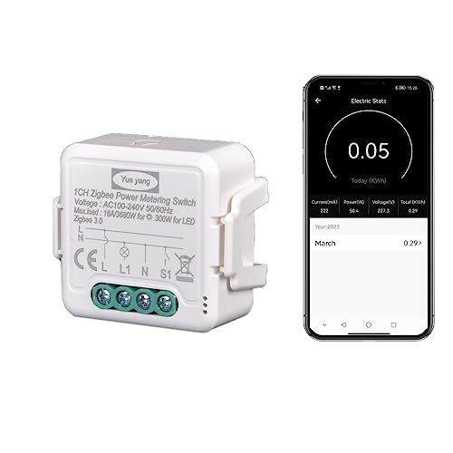 16A Zigbee-Schalter mit Stromverbrauchsmesser, Relais-Leistungsmessung, Smart Control App Smart Life, Ein-/Aus-Steuerung, kompatibel mit Alexa Echo und Google Home, 3680-W-Relais von Yueyang