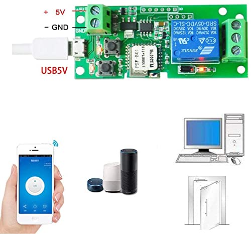 Inching/Autoblockierung, WiFi, kabellos, Smart Switch 1 Kanal, intelligentes WiFi, Relais, Gleichstrom, 5 V, Fernbedienung, Timer-Schalter mit Amazon Alexa ewelink, Anwendung am Garagentor von Yueyang