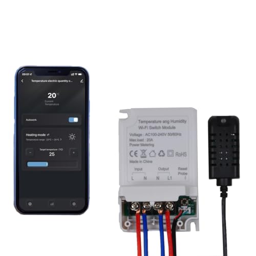 WiFi Digital Thermoregulator, Wireless Temperature Controller Thermocouple Thermostat, Power Statistics Power Meter Switch for Homebrewing, Heating Matte, Underfloor Heating, Ice Brust + von Yueyang