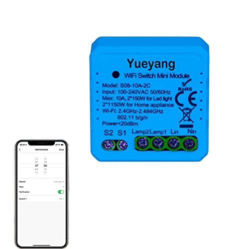 Yueyang Intelligenter Diy-Schalter für DIY Modul Smart Life/Tuya APP Fernbedienung, Kompatibel mit Alexa Echo Google Home 1/2 Way (S08-2gang) von Yueyang