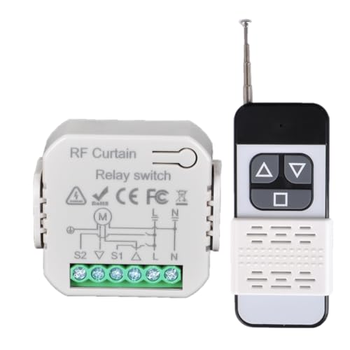 Yueyang Rollladenschalter mit RF-Fernbedienung,Wireless Roller Shutter Control Retrofit Set, Wireless Switch for Shutters, Blinds, Awnings, Consists of RF Remote Control + Receiver Module Yueyang Rollladenschalter mit RF-Fernbedienung,Wireless Roller Shutter Control Retrofit Set, Wireless Switch for Shutters, Blinds, Awnings, Consists of RF Remote Control + Receiver Module von Yueyang