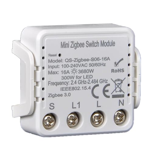 Yueyang Zigbee 1-Kanal-Relaisschalter, 16 A Schaltermodul funktioniert mit Tuya Zigbee Alexa Gateway Hub und Google Home, Smartlife, Timer funktioniert parallel mit Originalschalter (1) von Yueyang