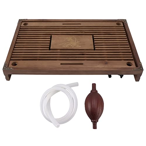 Yuezhongoo Gongfu Tee Tablett, Tea Tray Tee tablett, Wasserspeicher und Abfluss, Couchtisch Set, Schublade Tablett zum Dekorieren Büro Service Tabletts (braun) von Yuezhongoo