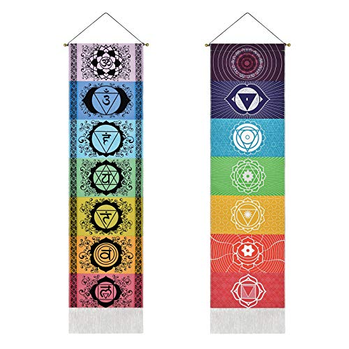Yugarlibi 2er Set Chakra Wandbehang, Meditation Yoga Trippy Wandteppich mit Quaste, Mandala Tapisserie Wall Hangings für Schlafzimmer Wohnzimmer, Schwarz und Weiß Chakra 130x32.5cm Yugarlibi 2er Set Chakra Wandbehang, Meditation Yoga Trippy Wandteppich mit Quaste, Mandala Tapisserie Wall Hangings für Schlafzimmer Wohnzimmer, Schwarz und Weiß Chakra 130x32.5cm von Yugarlibi
