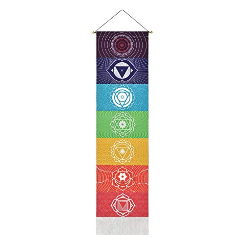 Yugarlibi Chakra Wandbehang, Meditation Yoga Wandteppich Bunt, Psychedelic Trippy Wandteppich mit Quaste, Mandala Tapisserie Wall Hangings für Schlafzimmer Wohnzimmer, Weiß Chakra 130x32.5cm Yugarlibi Chakra Wandbehang, Meditation Yoga Wandteppich Bunt, Psychedelic Trippy Wandteppich mit Quaste, Mandala Tapisserie Wall Hangings für Schlafzimmer Wohnzimmer, Weiß Chakra 130x32.5cm von Yugarlibi