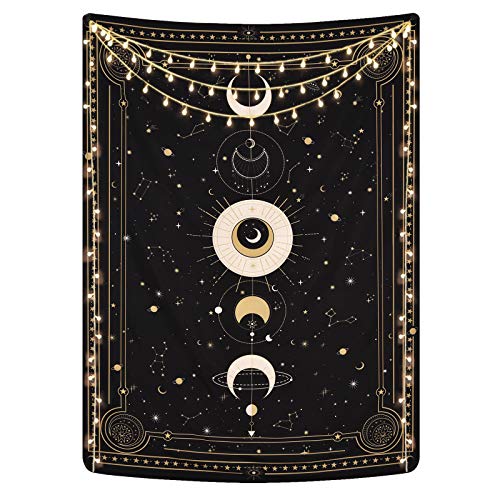 Yugarlibi Mondphasen Wandteppich Mysteriöser Konstellation Sternenhimmel Tarotkarten Wandbehang Ästhetische Retro Astrologie Wandkunst für Schlafzimmer Wohnzimmer Schwarz 150x130cm Yugarlibi Mondphasen Wandteppich Mysteriöser Konstellation Sternenhimmel Tarotkarten Wandbehang Ästhetische Retro Astrologie Wandkunst für Schlafzimmer Wohnzimmer Schwarz 150x130cm von Yugarlibi