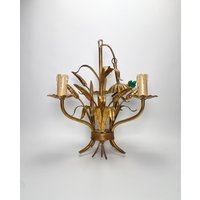 Mid Century Kronleuchter Gold/Vintage Hängelampe Deckenlampe Dreiarmiger /Frankreich /50Er Jahre Mid Century Kronleuchter Gold/Vintage Hängelampe Deckenlampe Dreiarmiger /Frankreich /50Er Jahre von Yugoslovanka