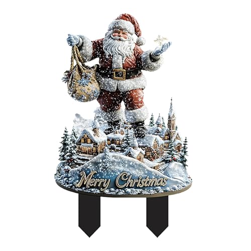 Gartenstecker Weihnachtsmann, Deko Außen Gartenstecker, Zwerge Gartenstecker, Winterdeko Weihnachtsdeko, Flache 2D-Weihnachtsfigurendekoration Aus Acryl von Yugugomo