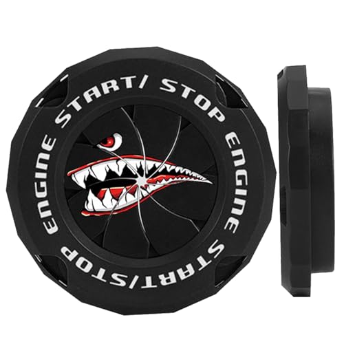 Motorstartabdeckung, Druckabdeckung für Auto - Start -Stopp -Taste -Abdeckung,Hai Dekorative Rotary Innenarchitektur Abziehbilder für das Armaturenbrett Rad Stoßfänger Joystick Rocker Stopp von Yugugomo