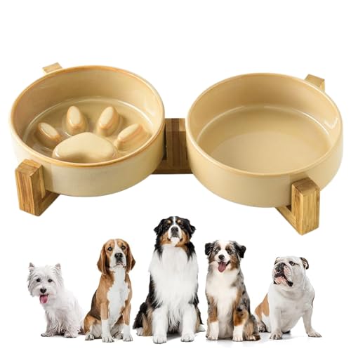 Slow Feeder Hundefutter Näpfe, Niedliches Pfotenabdruck Keramik Hundeessen Und Wassernapf Set, Futternapf Und Trinknapf Zuhause Garten Camping Slow Feeder Hundefutter Näpfe, Niedliches Pfotenabdruck Keramik Hundeessen Und Wassernapf Set, Futternapf Und Trinknapf Zuhause Garten Camping von Yugugomo